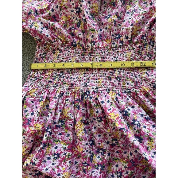 J Crew Puff Sleeve Smocked Midi in Pink Floral Fields Preppy Dress Size L NWT - Picture 11 of 16